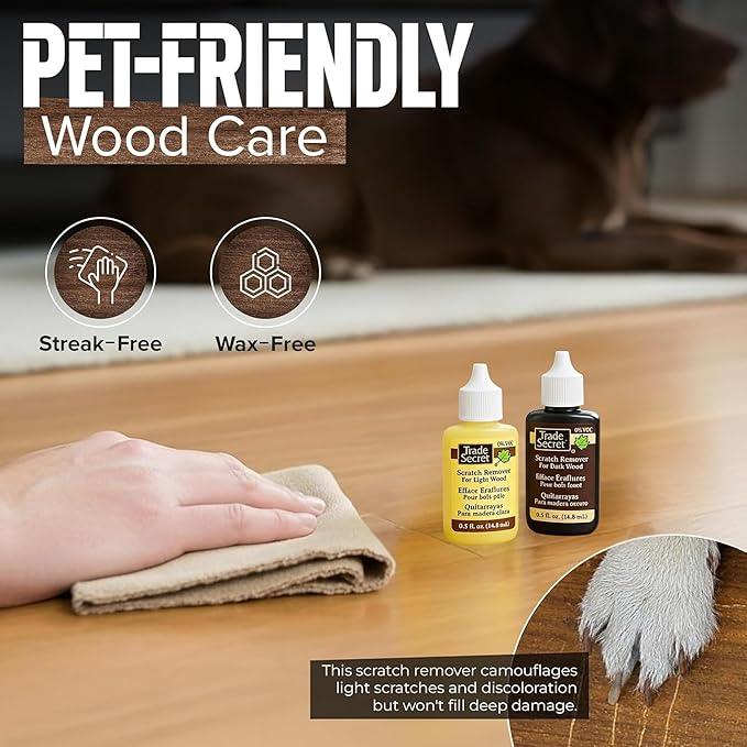 Trade Secret Scratch Remover Mini Pro Set (2x 0.5 oz), Restore & Conceal Small Scratches on Dark & Light Wood Furniture and Flooring – Coconut Oil-Based Formula - NeatNest