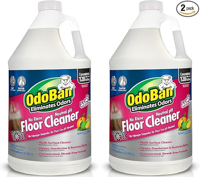 OdoBan Pet Solutions No Rinse Neutral pH Floor Cleaner Concentrate, Made in the USA, Splash O' Citrus Scent, 2 Gallons - NeatNest