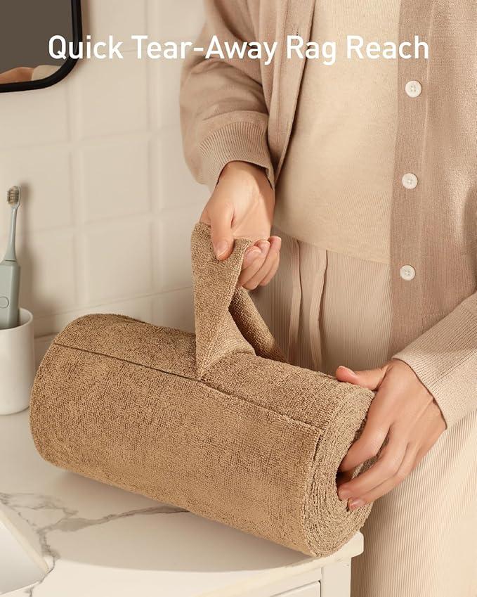 Fantasticlean Microfiber Cleaning Cloth Roll -75 Pack, Tear Away Microfiber Towels, 12" x 12", Reusable, Washable, Scratch Free, Ultra Absorbent for Car, Home Supplies (TAN) - NeatNest