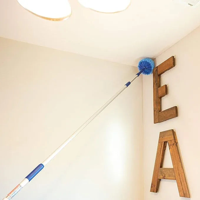 Extension Rod & Blue Extension Cobweb Duster Ultimate Dusting Kit - Extendable Reach 20 feet, Ceiling Fan Duster, Long Handle Aluminum Telescoping Pole, Webster Duster for Cleaning - NeatNest