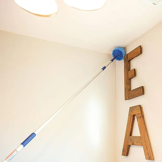 Webster Cobweb Duster and Spider Web Kit, Reach High Ceilings 18 To 20 Foot With Extension Pole and 3 Multi Use Heads - NeatNest