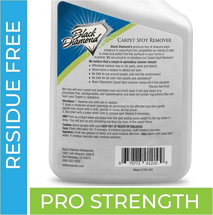 Black Diamond Stoneworks carpet and upholstery cleaner: this fast acting deep cleaning spot and stain remover spray also works great on rugs, couches, and car seats.(1-Quart) - NeatNest