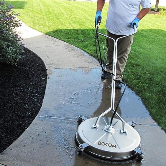 BOCOM 24 Inch Pressure Washer Surface Cleaner Dual Handle Commercial Power Washer Accessory & Parts Concrete Floor Scrubber Attachment with Wheels for Cleaning Driveways, Sidewalks, Patios, 4000 PSI - NeatNest