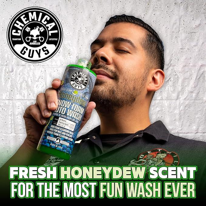 Chemical Guys CWS_110_16 Honeydew Snow Foam Car Wash Soap (Works with Foam Cannons, Foam Guns or Bucket Washes) Safe for Cars, Trucks, Motorcycles, RVs & More, 16 fl oz, Honeydew Scent - NeatNest