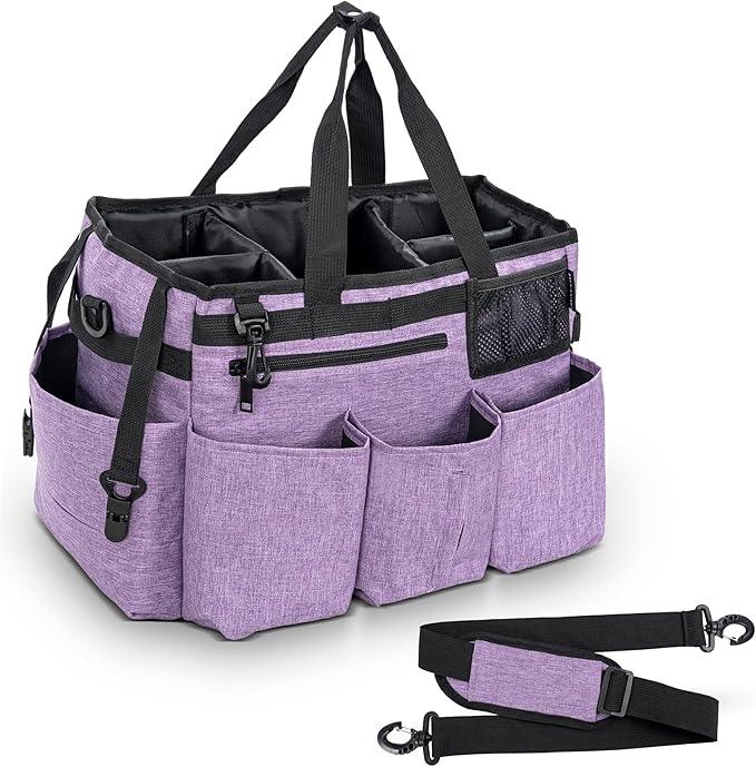 Wearable Cleaning Caddy Bag for Cleaning Supplies,Large Capacity Cleaning Organizer Purple - NeatNest