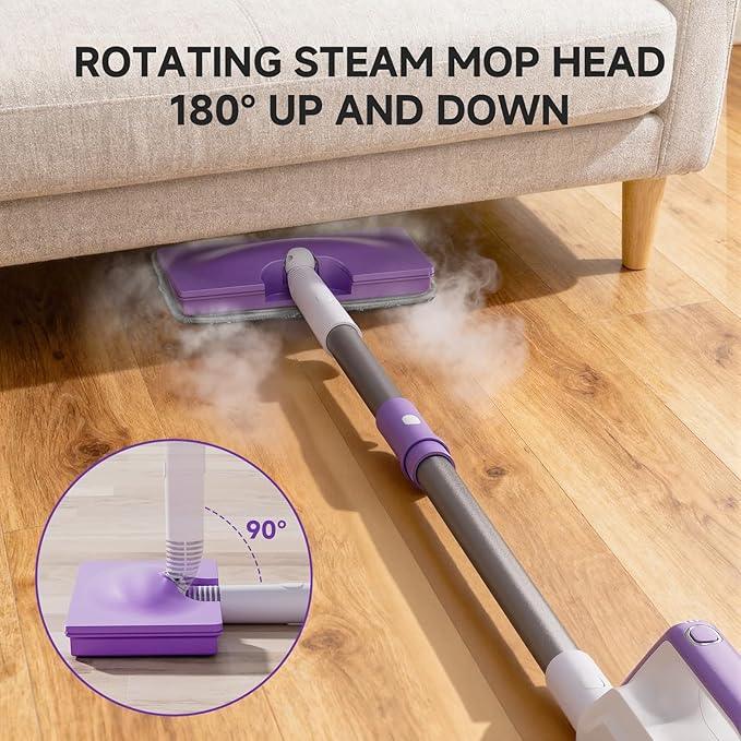 Steam Mop, Powerful Detachable Handheld Steamer with 350ml Tank, 23FT Power Cable, Steam Mops for Floor Cleaning, Tiles, Windows, Tile Grout, Carpets, Furniture - NeatNest