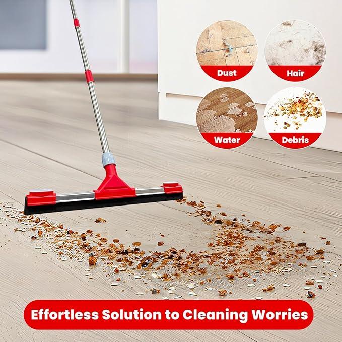 Heavy Duty Floor Squeegee for Concrete Floor – 17.3” EVA Foam Blade with Cloth Clip Design, 62” Extendable Handle, Multi-Surface Floor Squeegee Broom for Windows, Bathroom, Garage, Tile, Patio &Shower - NeatNest