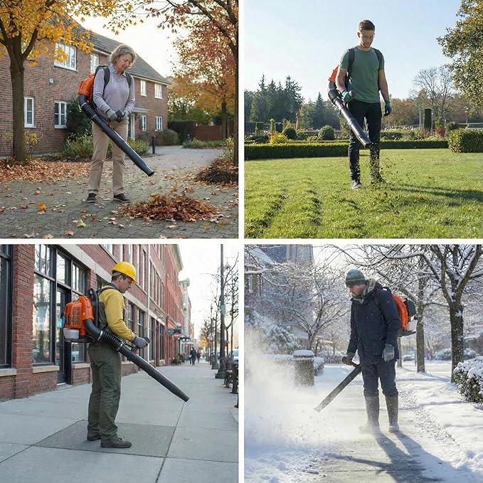 85CC Gas Powered Backpack Leaf Blower, 2 Stroke Engine High Power with Strong Air Volume, Adjustable Harness, Lightweight Design for Yard Lawn Garden Debris Snow Cleanup (908CFM 245MPH) - NeatNest