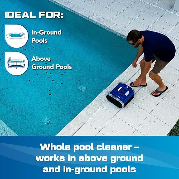 (All-New 2025) POOL BLASTER CX-300 Cordless Robotic Pool Cleaner for Smaller Inground & Above Ground Pools, 2.5 Hr Runtime, Wall Climbing, Smart Navigation, Rechargeable, Lightweight Robot Pool Vacuum - NeatNest