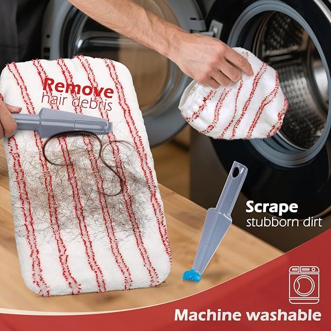 Masthome Extra Large Microfiber Mop for Floor Cleaning, 16“ Flat Mop with 5 Pad for Wet & Dry Use, Dust Mop for Hardwood Laminate Tile Ceramic, 1 Cleaning Scraper Included-Red - NeatNest