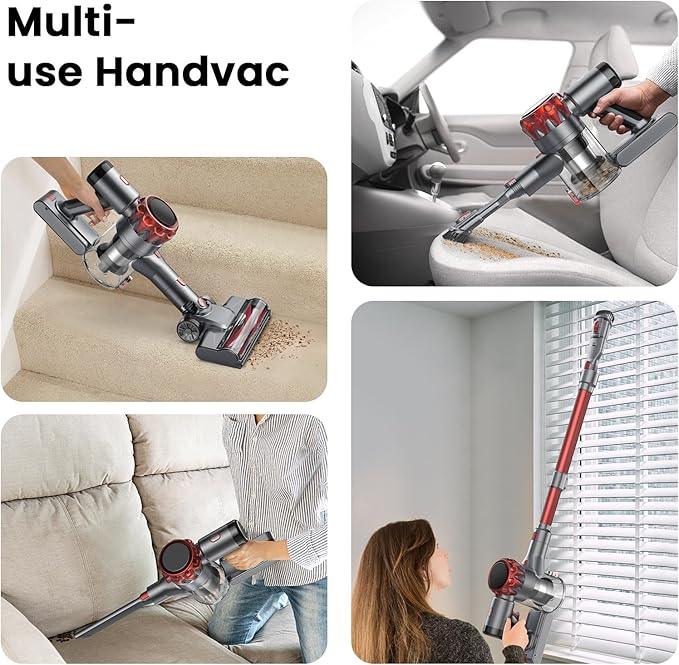 S3P Cordless Vacuum Cleaner, 45kPa Powerful Suction Vacuum Cleaners for Home, 55-Min Runtime Rechargeable Stick Vacuum, Self-Standing, for Pet Hair Carpet Hard Floor, LED Display - NeatNest