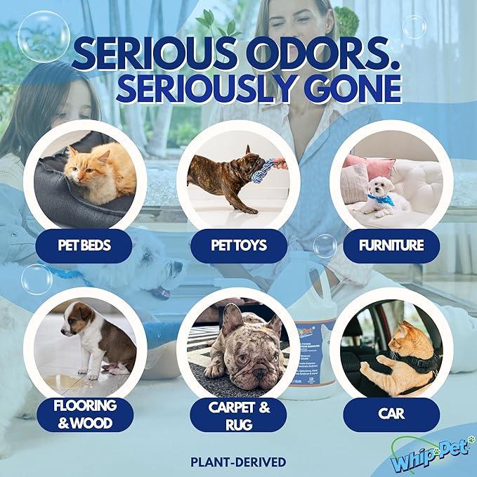 Whip-Pet Pet Odor Eliminator and Stain Remover - Enzymatic Cleaner for Dog Urine and Carpet Odor Eliminator - Pet Odor Remover - 128 fl oz / 3.78L - NeatNest