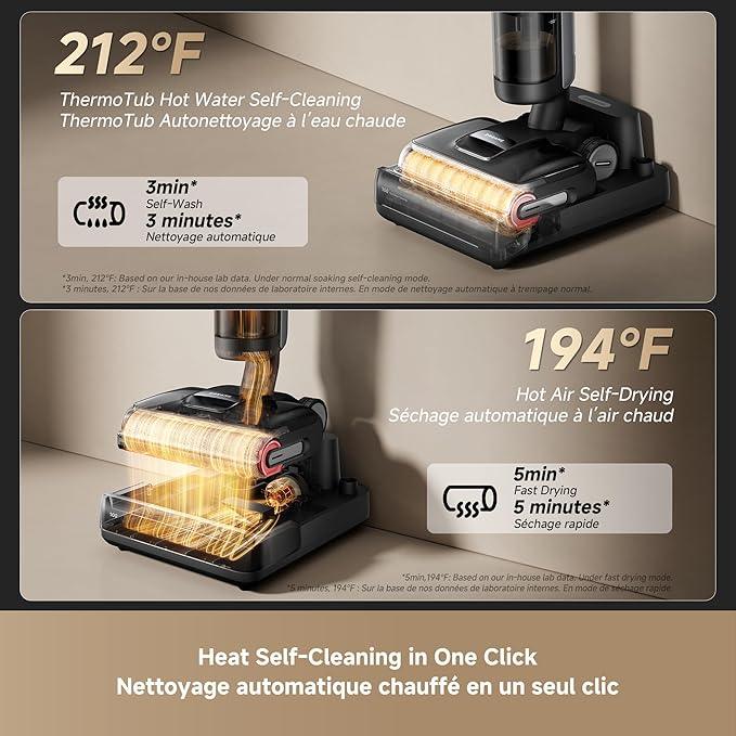 DREAME H15 Pro CarpetFlex Cordless Vacuum Mop, Wet Dry Vacuum Cleaner with Dual Brushes for Hard Floors & Carpet, Tangle-Free Hair-Cutting, 23kPa Suction, 180° Lie-Flat Floor Washer, 194°F Fast Drying - NeatNest