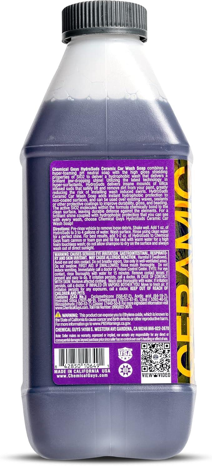 Chemical Guys HydroSuds Ceramic SiO₂ Shine High Foaming Car Wash Soap - Foam Cannon Soap, Works with Foam Guns or Bucket Washes Safe for Cars, Trucks, Motorcycles, RVs, & More, Berry Scent - 64 fl oz - NeatNest