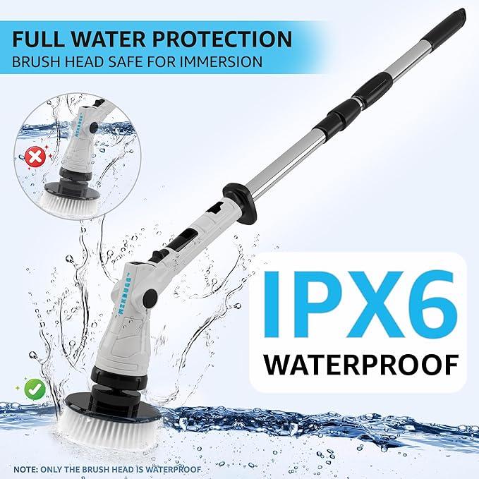Electric Spin Scrubber – Cordless Power Cleaner with 8 Brush Heads, Long Adjustable Handle, 3 Speed for Deep Bathroom, Tile, Floor & Tub Cleaning, 6-Angle Adjustable - NeatNest