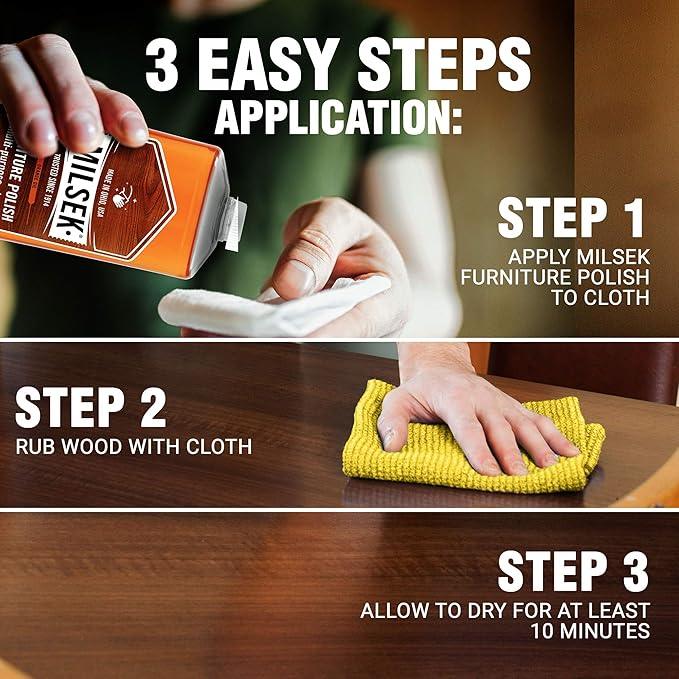 Milsek Furniture Polish, Orange Oil Furniture Cleaner and Polish Cloth, 12 fl oz - NeatNest