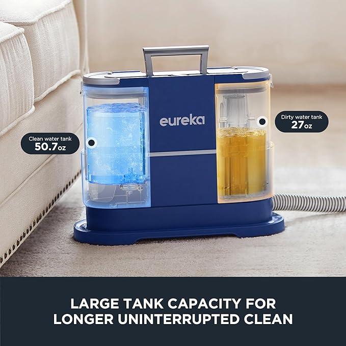 EUREKA Portable Carpet and Upholstery Cleaner, Spot Cleaner for Pets, Stain Remover for Carpet, Area Rugs, Upholstery, Coaches and Car, 50.7oz Large Water Tank, NEY100 with Cleaning Formula, Blue - NeatNest