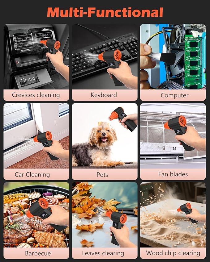 Compressed Air Duster, 120,000RPM Electric Air Duster, 4 Speeds Powerful Brushless Motor with LED Light, Rechargeable Cordless Air Blower for Christmas, Computer, Keyboard, Car, Home - NeatNest