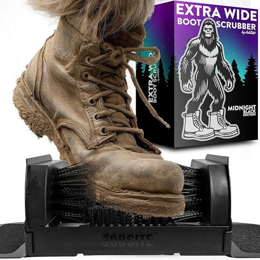 Midnight Black Boot Scrubber - Outdoor Shoe Scraper Brush - No Mount Shoe Cleaner - Sasquatch Sized - NeatNest