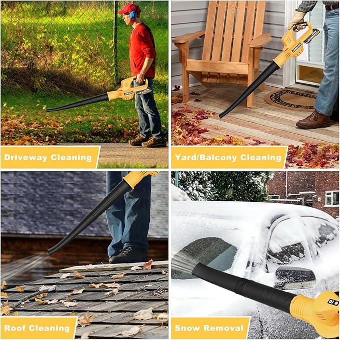 Leaf Blower Cordless with 2 Batteries and Charger, 21V Electric Leaf Blower with 2 Speed Modes, 2.0Ah Lightweight Battery Powered Blowers for Lawn Care, Patio, Blowing Leaves - NeatNest