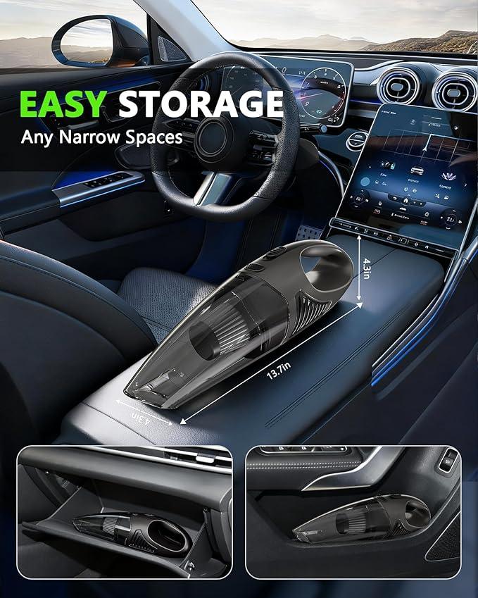 Handheld Vacuum Cordless, 11KPA Strong Suction & 25 Mins Runtime Brushless Motor, Rechargeable Car Vacuum Cleaner with 2 HEPA Filter/Multi-Accessories/Lightweight, for Home/Car/Office Cleaning - NeatNest