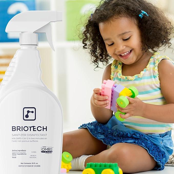 BRIOTECH Sanitizer Disinfectant Hypochlorous Spray, Kill 99.99% of Viruses & Bacteria, Control Mold, Eliminate Odor, Gentle for Nursery & Play Rooms, Food Contact Surface Sanitizer, 4 fl oz (2 Pack) - NeatNest