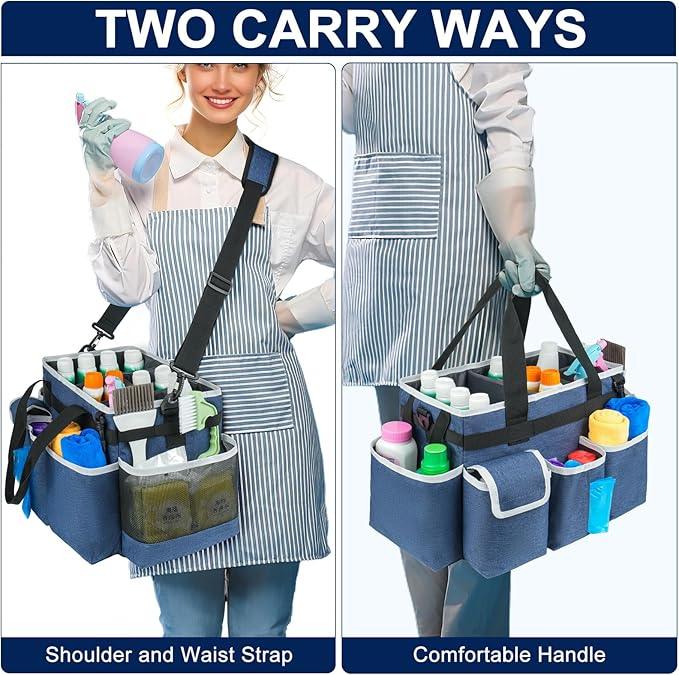 Cleaning Caddy,Cleaning Bag for Housekeepers,Cleaning Supplies Organizer with Handle,Blue - NeatNest