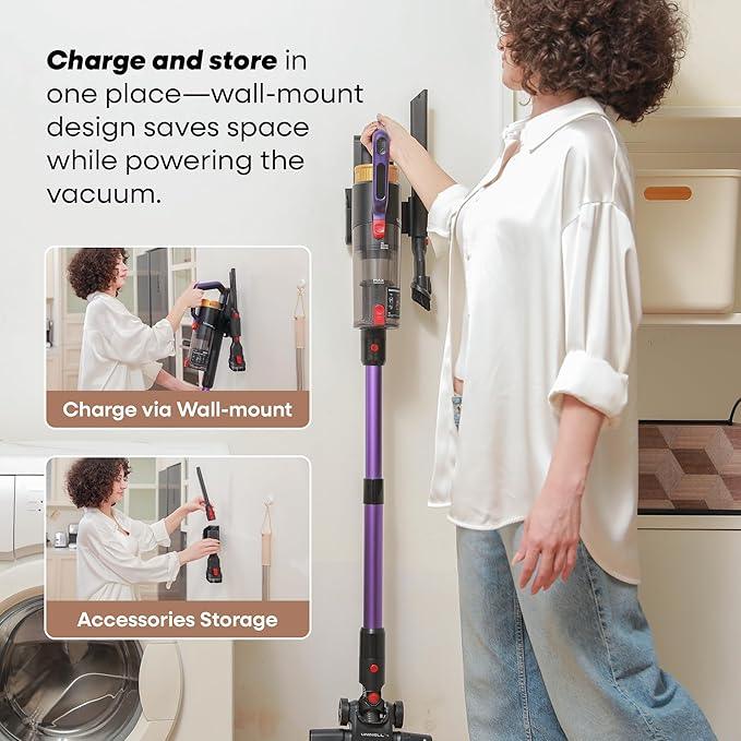 UNINELL HOME UV2 Cordless Vacuum Cleaner, 48000Pa/550W Vacuum Cleaners for Home, Lightweight Stick Vacuum with 65Mins Runtime, Self-Standing&Wall Mount Charging, Tangle-Resistant Vacuum for Pet Hair - NeatNest
