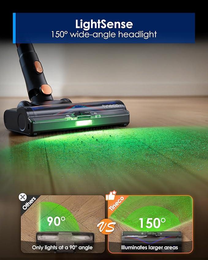 Tineco Pure ONE S70 Cordless Vacuum Cleaner, 200AW Powerful Suction, 3D Sense Pro Cleaning System, 6-Stage Filtration with 95min Runtime, Zero Tangle Brush with 180° Foldable Tube (Blue-Orange) - NeatNest