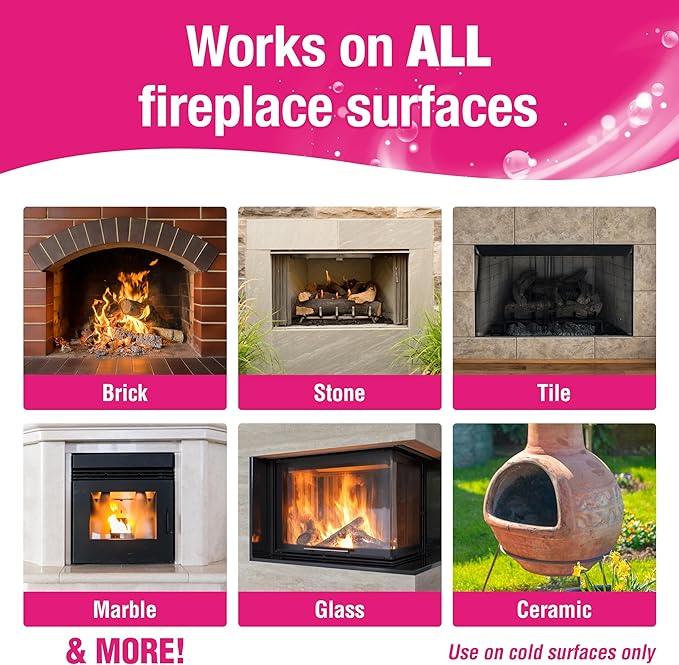 Quick 'n Brite Fireplace Brick and Stone Cleaner 64oz - Natural Stone, Tile, and Marble Cleaner with Scrub Brush - Indoor Fireplace and Wood Stove Cleaning Kit - Pellet Stove Creosote Remover - NeatNest