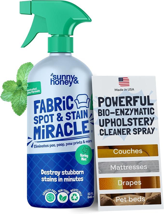 Sunny & Honey Upholstery Cleaner Spray - 32 Fl Oz, Mint - Pet & Kid Safe Stain Remover - Multi-Surface Furniture & Sofa Cleaner Spray - Fast-Drying Pet Stain Remover - NeatNest