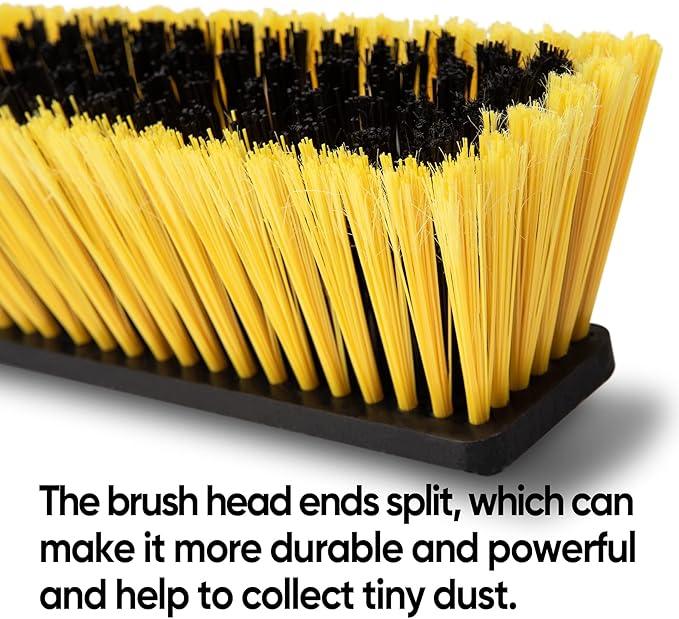 Yocada 24 inch Push Broom Brush 65.3 inch Long Handle Stiff Bristles Heavy-Duty Outdoor Commercial Broom for Cleaning Bathroom Kitchen Patio Garage Deck Concrete Wood Stone Tile Floor - NeatNest