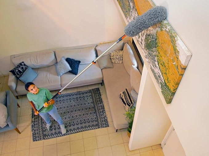 30 Foot High Reach Duster Kit with 5-24 ft Extension Pole // High Ceiling Duster Cleaning Kit with Telescopic Pole // Cobweb Duster // Feather Duster and Ceiling Fan Duster // The Ultimate Dusting Kit - NeatNest