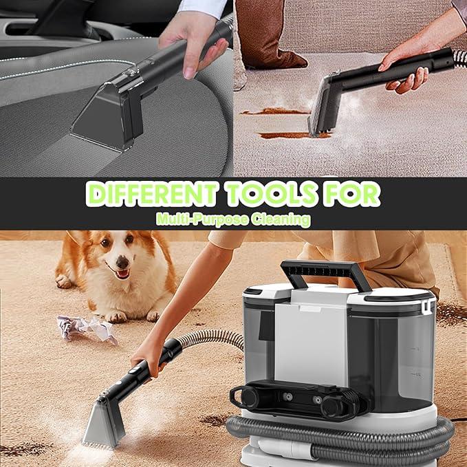 Portable Carpet & Upholstery Cleaner, Deep Cleaning for Rugs, Couch, Curtain, Car Interiors Stains, Pet & Family Friendly, 800W high-performance motor 21Kpa 120V (White) - NeatNest