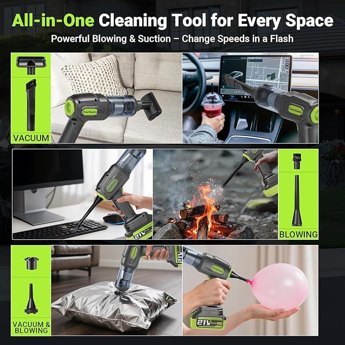 Cordless Car Vacuum Cleaner, 36000PA High Power Suction, 120W Portable Handheld Vacuum with 2×3.0Ah Batteries, Multi-Nozzle Air Duster for Car, Home, Office, Pet Hair - NeatNest