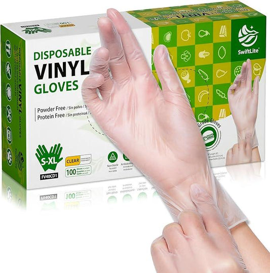 Disposable Vinyl Gloves, Food Safe, Latex-Free Powder-Free Clear Plastic Gloves for Cooking, House Clean, Food Prep - NeatNest