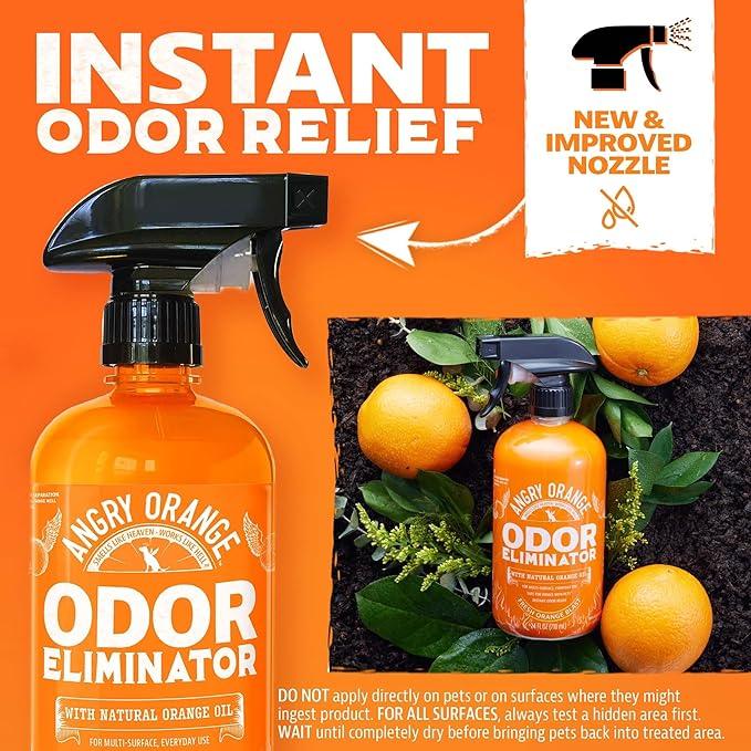 ANGRY ORANGE Pet Odor Eliminator for Dog and Cat Urine, Carpet Stains, and Strong Smells – Citrus Cleaner with Natural Orange Oil – 24 oz - NeatNest