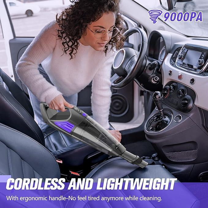 Handheld Vacuum Cordless Cleaner,Powerful Portable and Dust Buster Hand Vcauum Rechargeable with Large-Capacity Battery for CarPetOfficeHome (Purple) - NeatNest