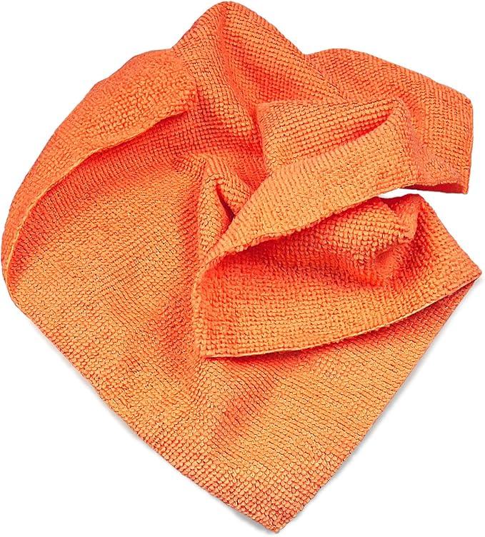 Eurow 200GSM Microfiber Cleaning and Drying Cloths with Dispenser Box, Reusable, Streak-Free, Scratch-Free, Ultra Absorbent, Edgeless for All Surface Types, 12x12in, 50-Pack, Orange - NeatNest