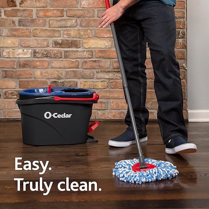 O-Cedar RinseClean Microfiber Spin Mop & Bucket Floor Cleaning System with 4 Extra Mop Head Replacements - NeatNest
