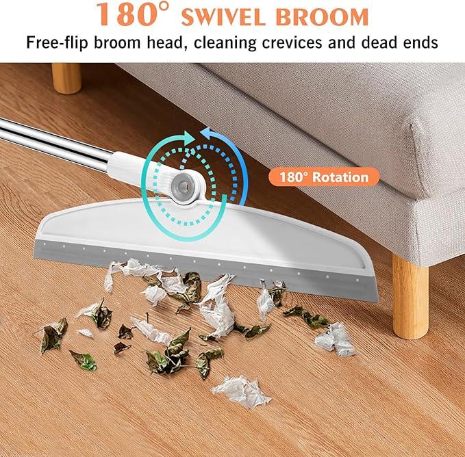 Multifunction Magic Broom, 54 Inch Adjustable Long Handle Silicone Floor Squeegee, Sweep and Scrape 2 in 1 Household Cleaning Broom for Floor, Bathrooms, Kitchens, Showers, Pet Hair, Glass,White - NeatNest