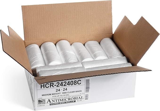 Aluf Plastics High Density Trash Bags, 10 Gallon, 1000 Count, 8 Micron (eq), 24" x 24", Clear, for Bathroom, Office, Industrial, Commercial, Janitorial, Municipal, Recycling - NeatNest