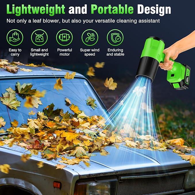 Leaf Blower Cordless, Handheld Leaf Blower with 2 Battery and Charger, 6 Speed Modes, Lightweight Blower for Patio, Lawn, Yard, Dust, Blowing Leaves - NeatNest
