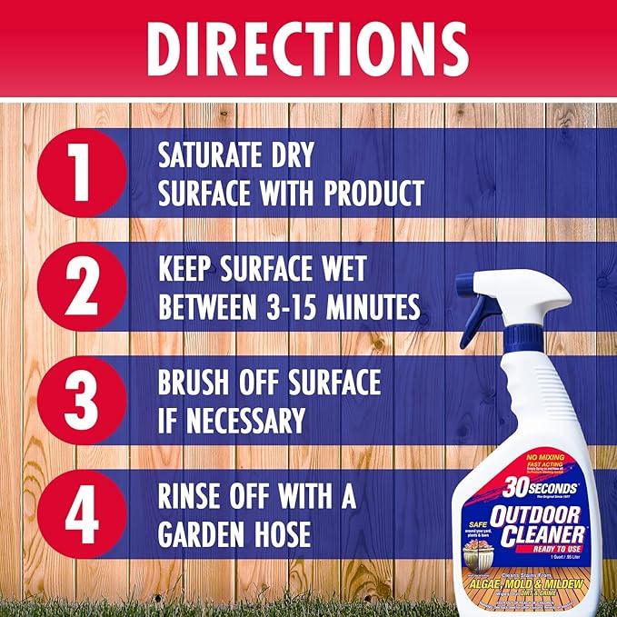 30 SECONDS Outdoor Mold & Mildew Stain Remover Spray | Ready To Use | 32 fl. oz. | 2 Pack - NeatNest
