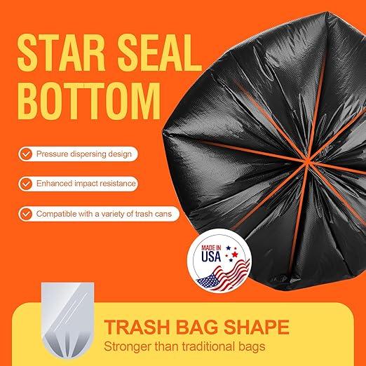Delxo 55-60 Gallon Black Trash Bags, 100 Count – 0.9 Mil Medium Duty Garbage Bags, Thick, Durable & Puncture-Resistant Plastic, Perforated Design – Made in USA for Kitchen, Yard, Office & Party - NeatNest