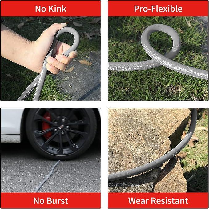 Pressure Washer Hose 25FT, 4200PSI High Tensile Wire Braid Kink Resistant Power Washer Extension Hose, 1/4'' Flexible Replacement Hose with M22-14mm Brass Swivel Thread and 3/8 Quick Connect - NeatNest