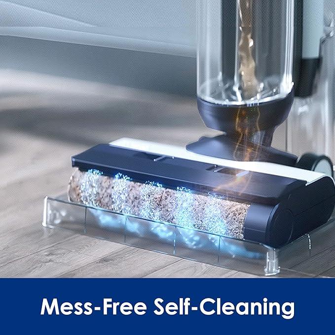 Tineco Floor ONE S5 Smart Cordless Wet Dry Vacuum Cleaner and Mop for Hard Floors, Digital Display, Long Run Time, Great for Sticky Messes and Pet Hair, Space-Saving Design, Blue - NeatNest