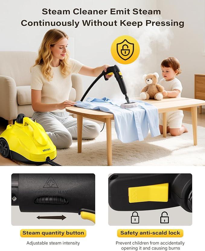 Multi-Purpose Steam Cleaner with 23 Accessories. Powerful steam cleaner effortlessly tackles grease and grime on any surface. 16.4-foot extra-long power cord delivers exceptional coverage - NeatNest