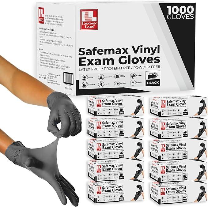Black Synthetic Vinyl Exam Gloves Powder Free and Latex Free - NeatNest