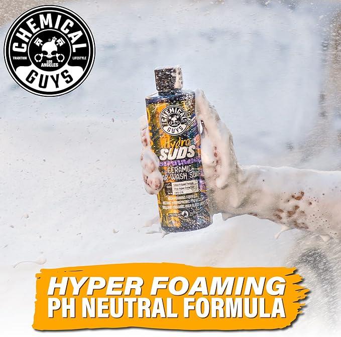 Chemical Guys HydroSuds Ceramic SiO₂ Shine High Foaming Car Wash Soap - Foam Cannon Soap, Works with Foam Guns or Bucket Washes Safe for Cars, Trucks, Motorcycles, RVs, & More, Berry Scent - 64 fl oz - NeatNest